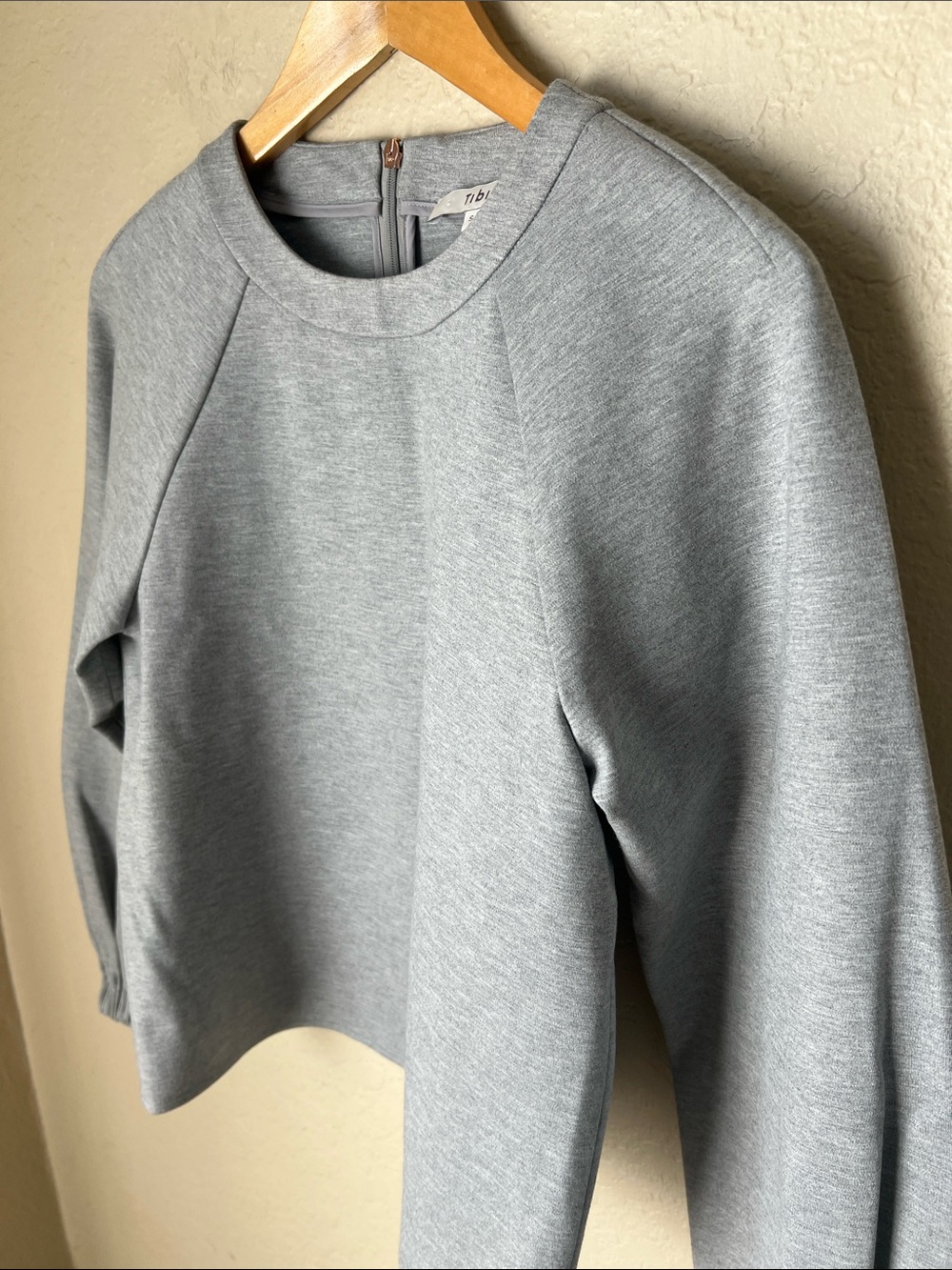 Tibi grey zip back boxy crewneck sweatshirt S - Picture 9 of 9